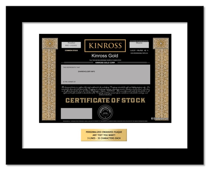 Kinross Gold - Replica Stock Certificate