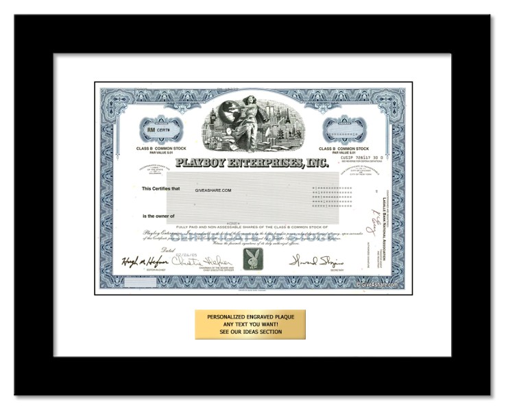 Playboy Enterprises Collectible Stock Certificate