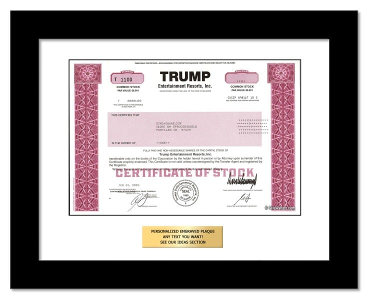 Trump Collectible Stock Certificate