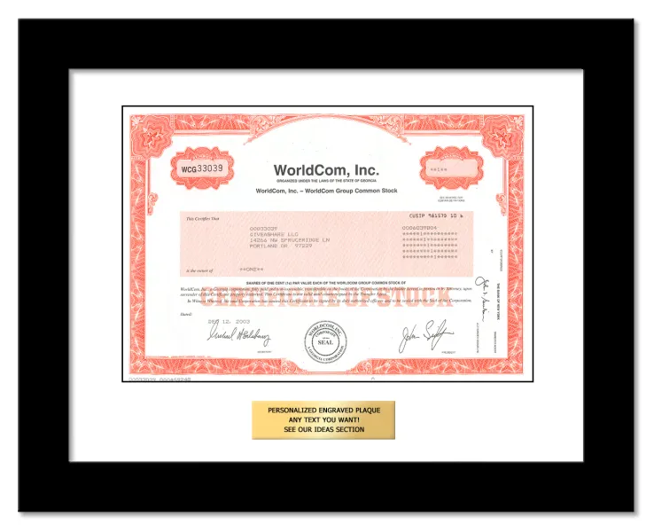 WorldCom Collectible Stock Certificate