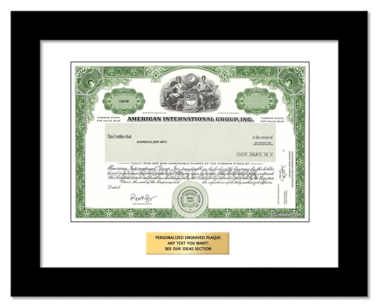 AIG - Replica Stock Certificate