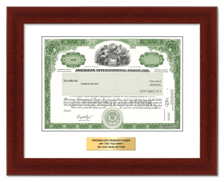 AIG - Replica Stock Certificate