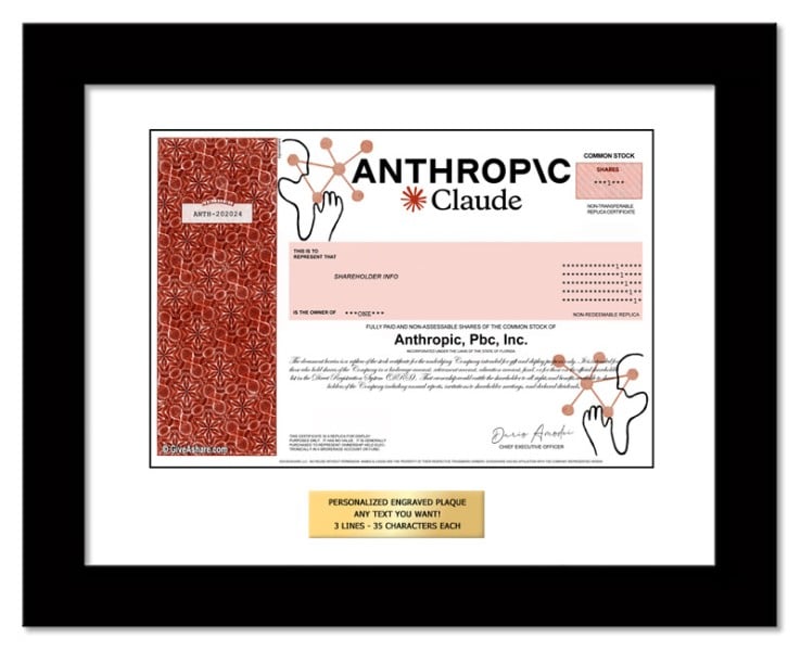 Anthropic - Replica Stock Certificate