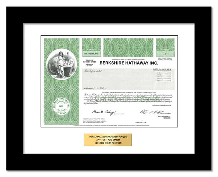 Berkshire Hathaway Class A - Replica Stock Certificate