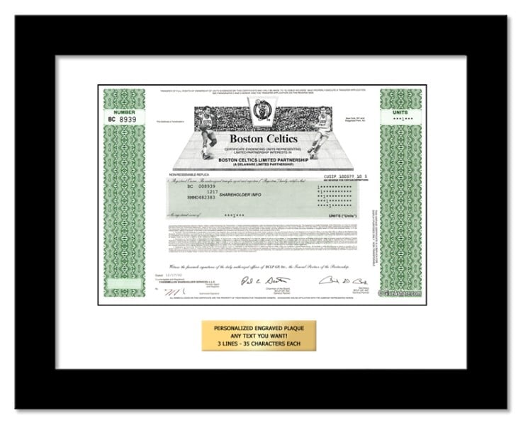 Boston Celtics - Replica Stock Certificate