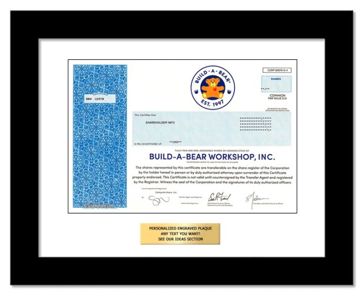 Build-A-Bear - Replica Stock Certificate