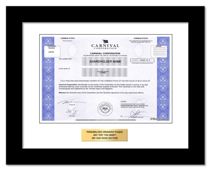 Carnival - Replica Stock Certificate