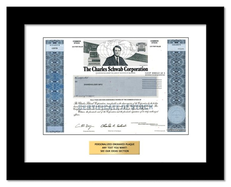 Charles Schwab - Replica Stock Certificate