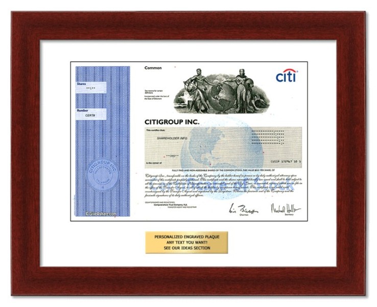 CitiGroup - Replica Stock Certificate