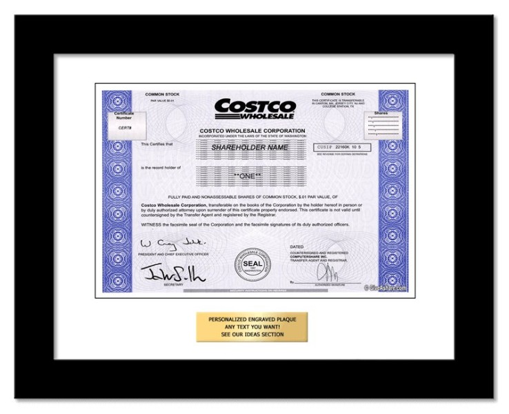 Costco - Replica Stock Certificate