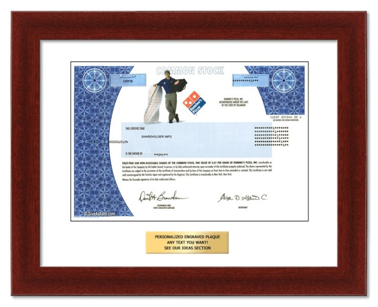 Dominos Pizza - Replica Stock Certificate