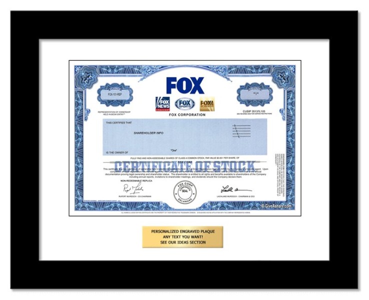 Fox - Replica Stock Certificate