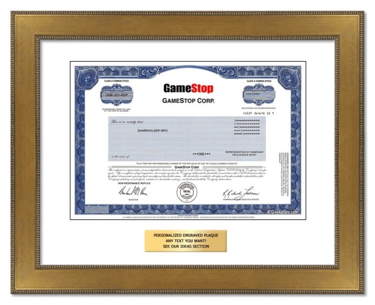 GameStop - Replica Stock Certificate