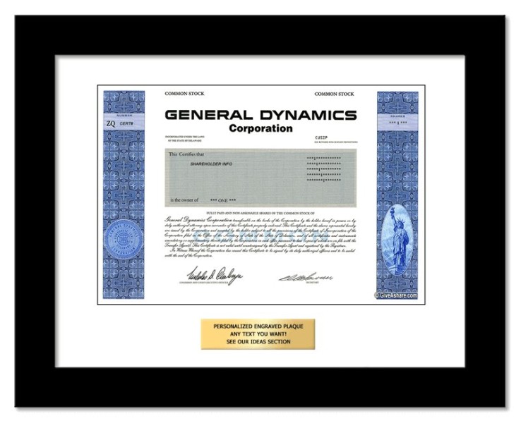 General Dynamics - Replica Stock Certificate
