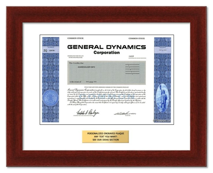 General Dynamics - Replica Stock Certificate