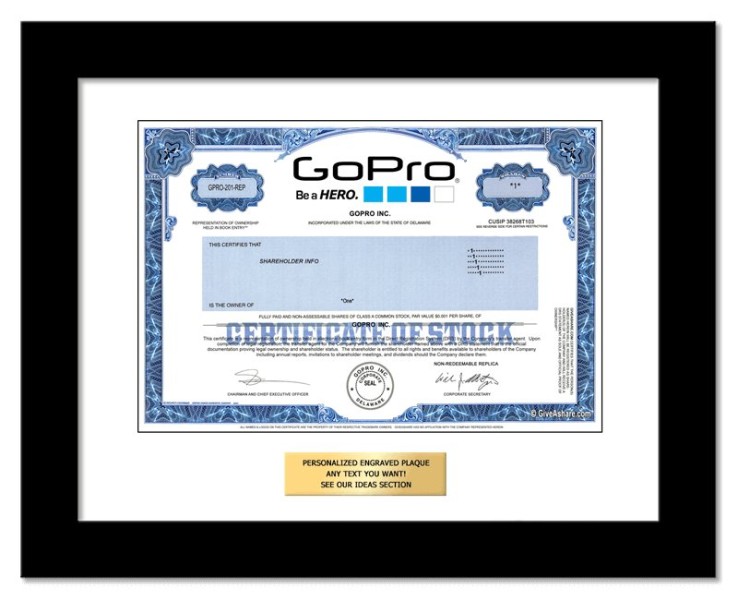 GoPro - Replica Stock Certificate