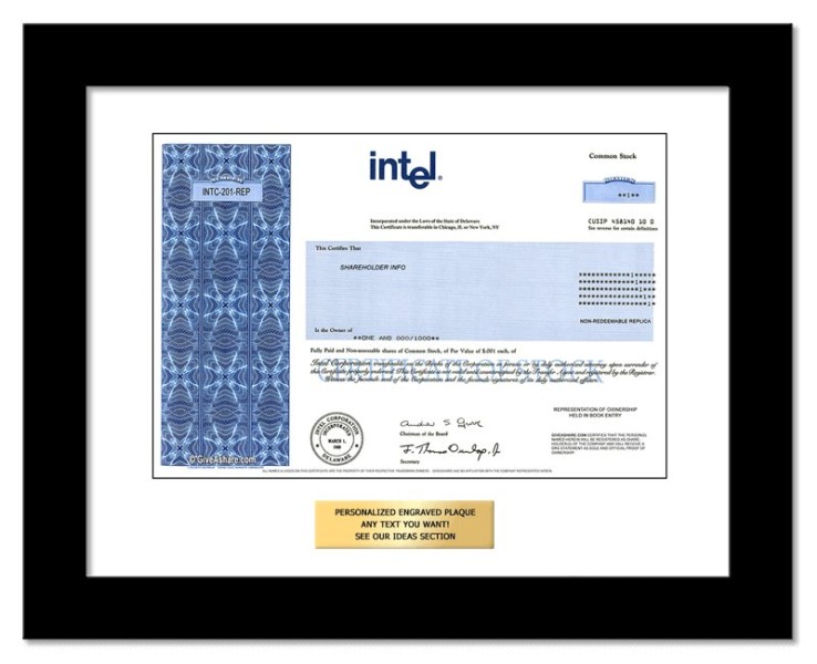 Intel - Replica Stock Certificate