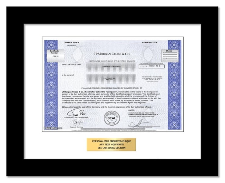 JPMorgan - Replica Stock Certificate