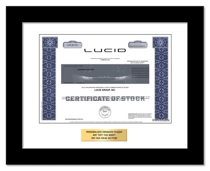 Lucid - Replica Stock Certificate