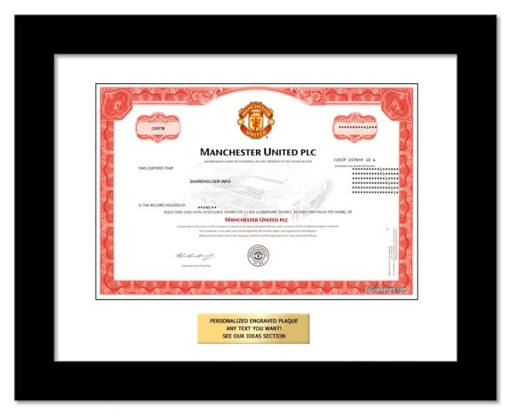 Manchester United - Replica Stock Certificate