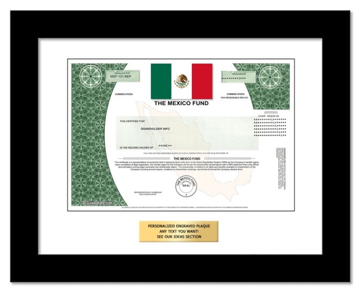 Mexico Fund - Replica Stock Certificate