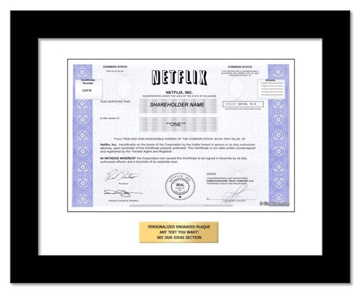 Netflix - Replica Stock Certificate