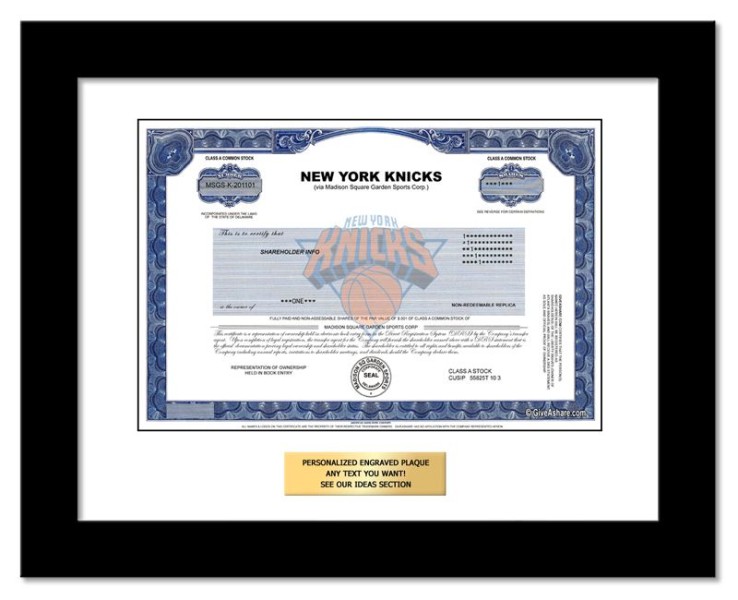 NY Knicks (MSG Sports) - Replica Stock Certificate