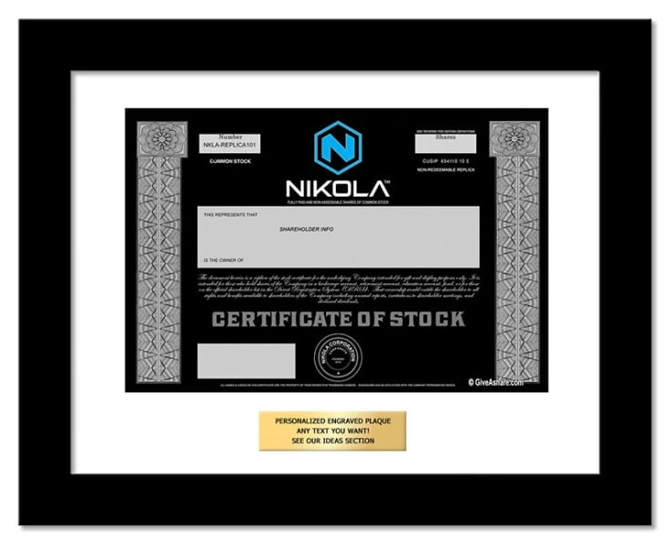 Nikola - Replica Stock Certificate