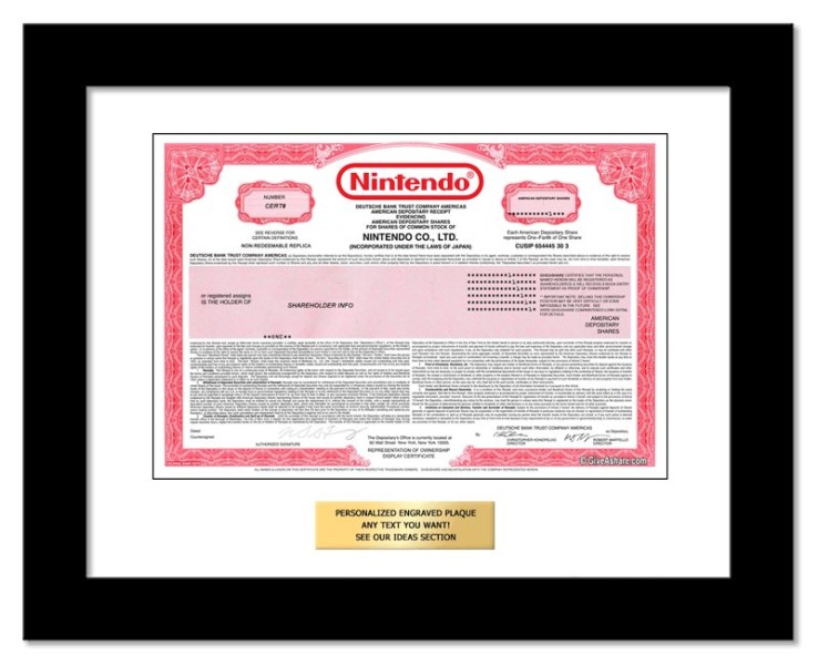 Nintendo - Replica Stock Certificate (Not Sellable)