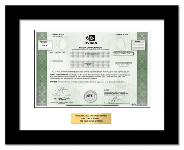 Nvidia - Replica Stock Certificate