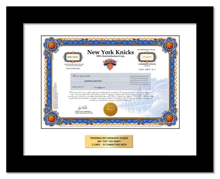 New York Knicks - Replica Stock Certificate