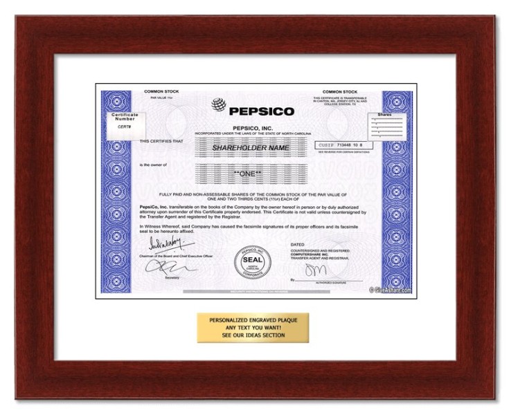 PepsiCo - Replica Stock Certificate