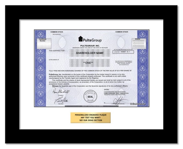 Pulte - Replica Stock Certificate