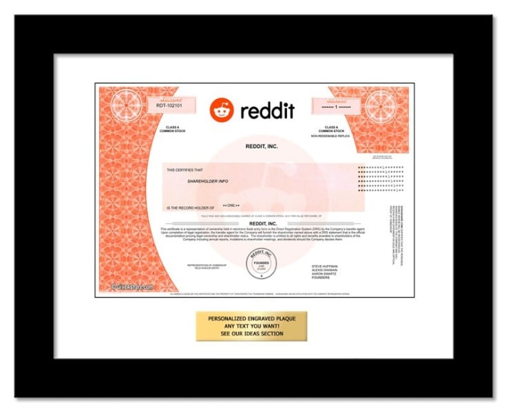 Reddit - Replica Stock Certificate