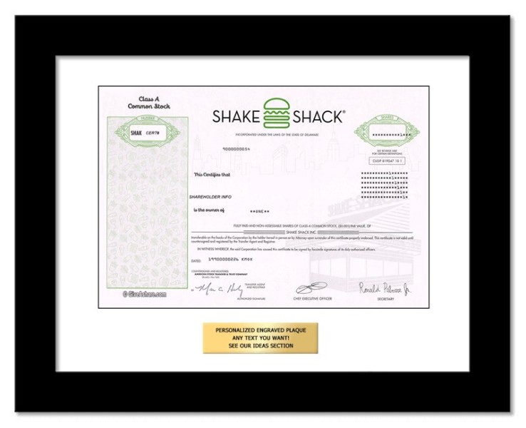 Shake Shack - Replica Stock Certificate