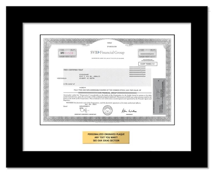 Silicon Valley Bank Collectible Stock Certificate