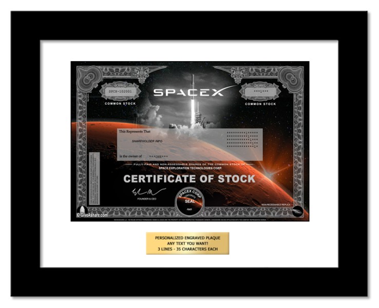 SpaceX- Replica Stock Certificate