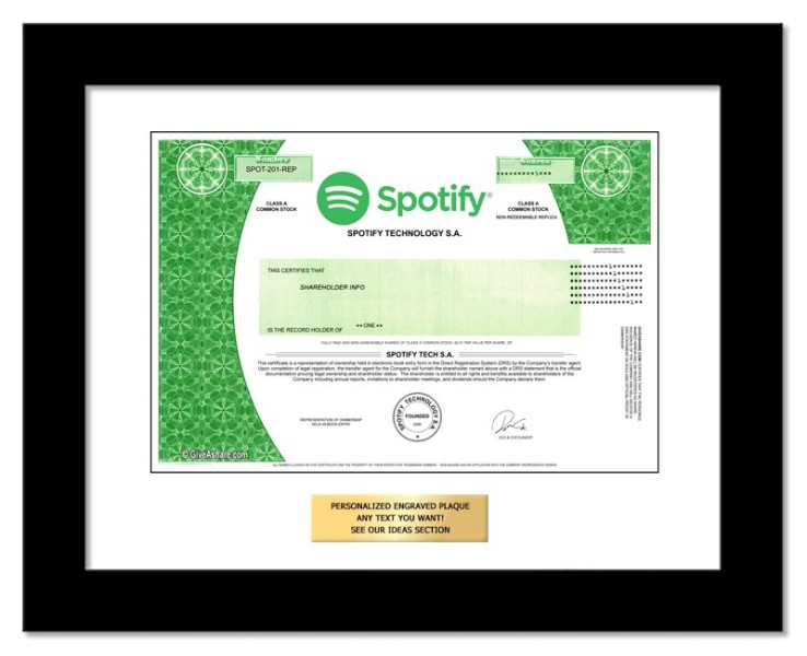 Spotify - Replica Stock Certificate