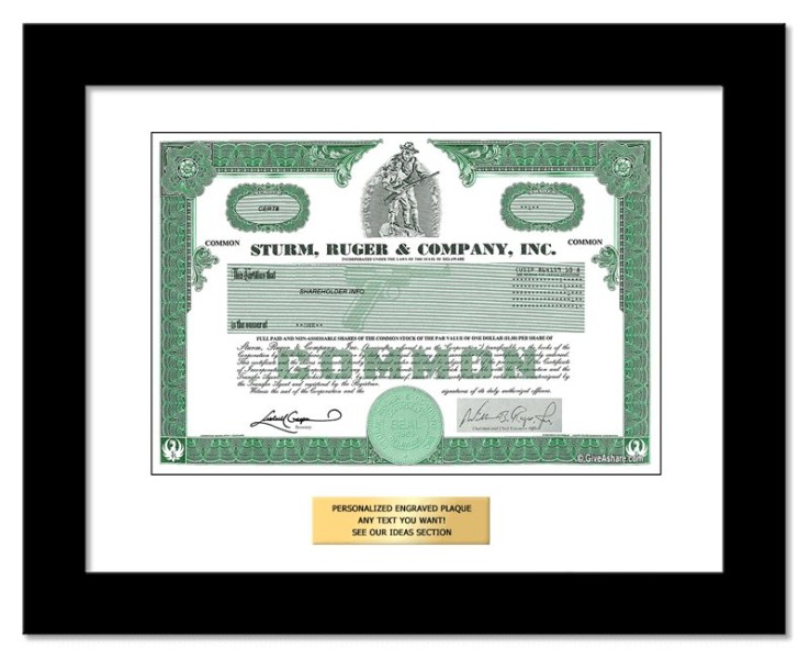 Sturm Ruger - Replica Stock Certificate