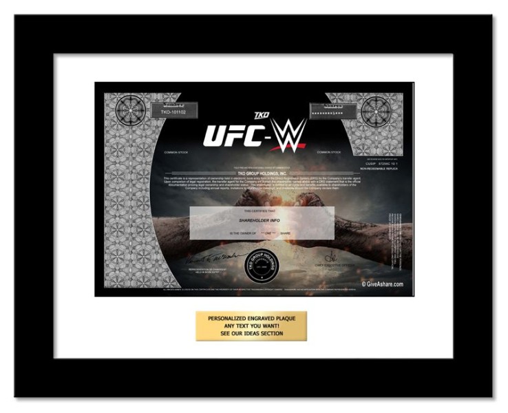 UFC / WWE - Replica Stock Certificate