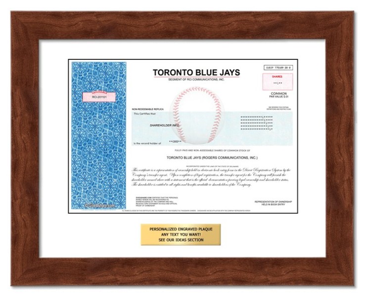 Toronto Blue Jays - Replica Stock Certificate