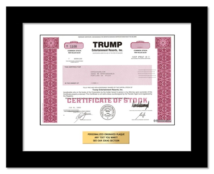 Trump Collectible Stock Certificate