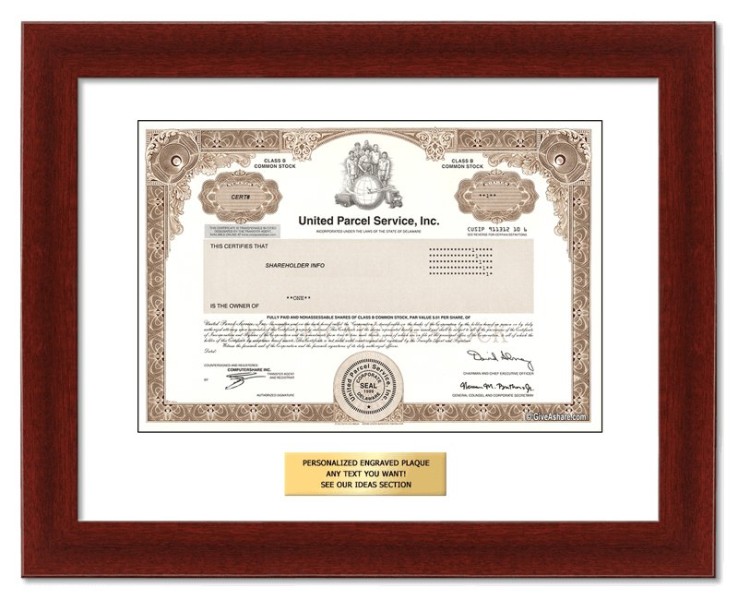 United Parcel Service - Replica Stock Certificate