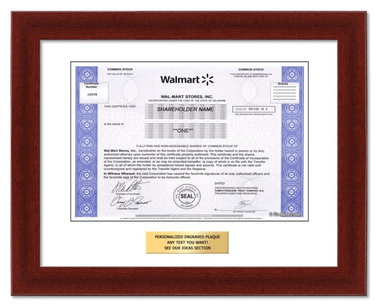 Walmart Stores - Replica Stock Certificate