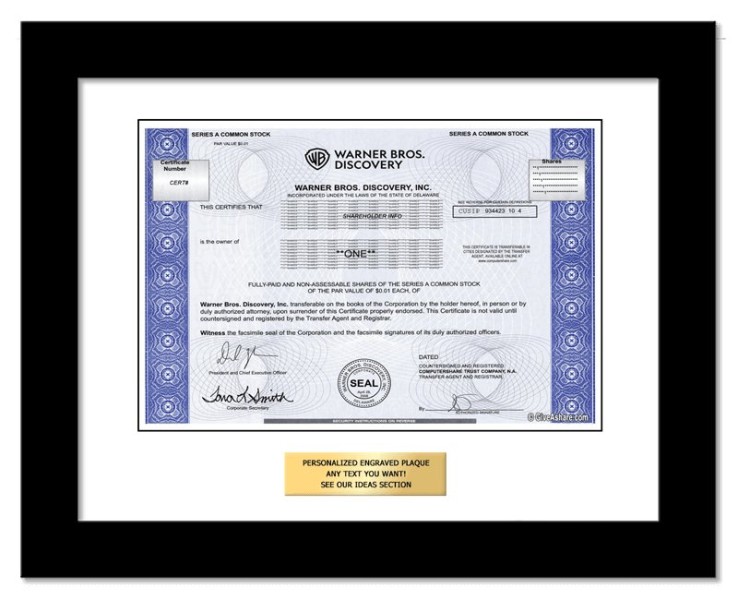 Warner Bros - Replica Stock Certificate