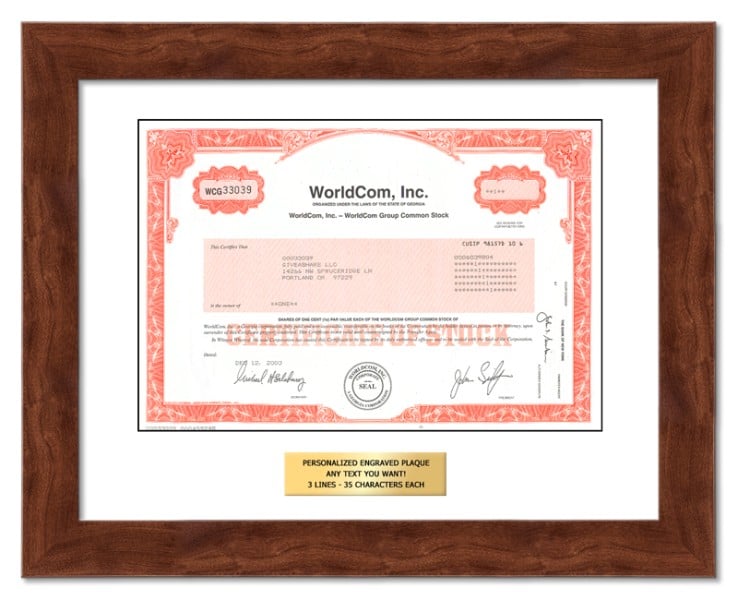 WorldCom Collectible Stock Certificate