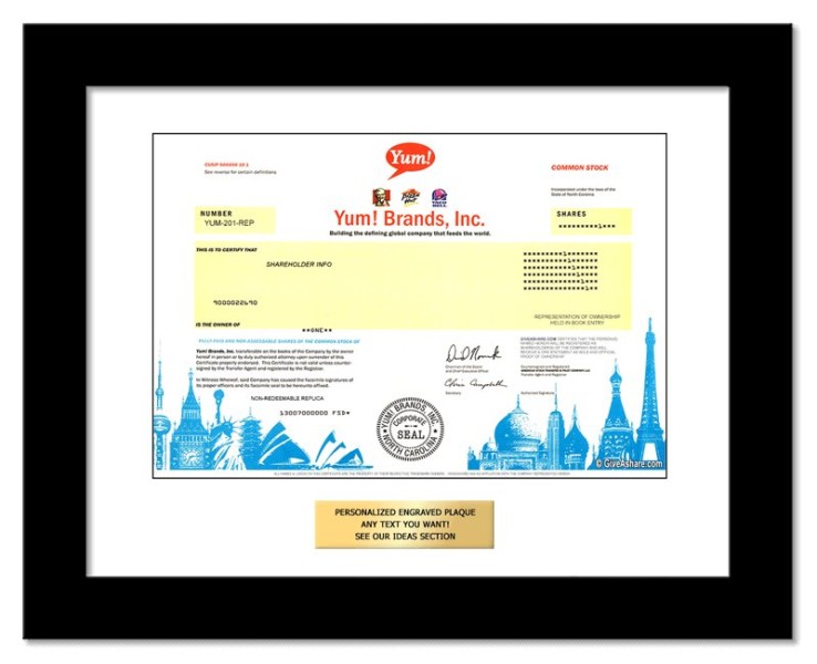 Yum! Brands - Replica Stock Certificate