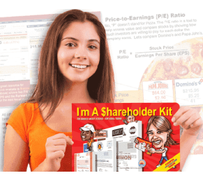 Girl with a shareholder book