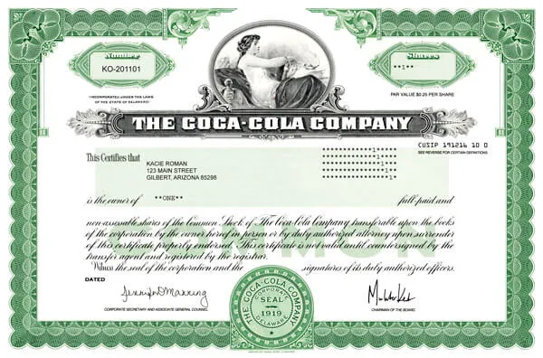 tiffany stock certificate