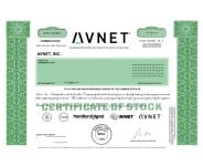 Avnet- Replica Stock Certificate Avnet- Replica Stock Certificate